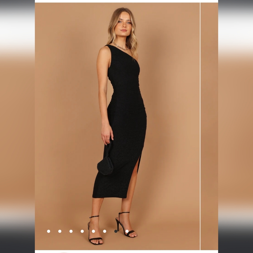 Petal & Pup Marquee One Shoulder Sparkle Midi Dress